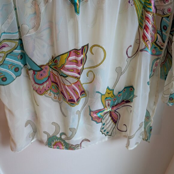 Beautiful Butterfly Multi-Colored Swim Beach Coverup / Sheer Top – Size XL - Picture 11 of 12